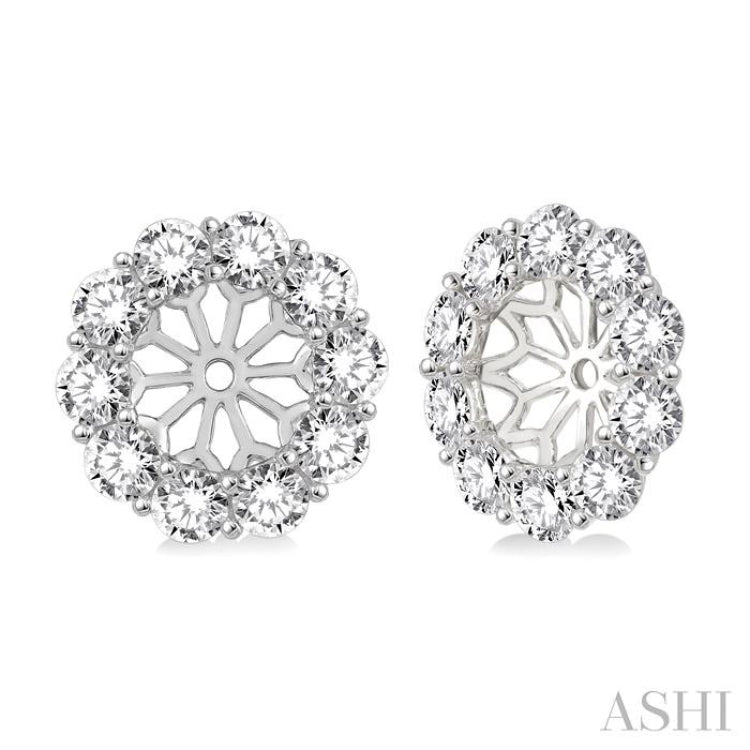 1 Ctw Round Cut Diamond Earrings Jacket in 14K White Gold