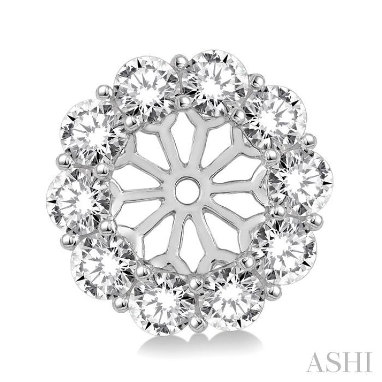 1 Ctw Round Cut Diamond Earrings Jacket in 14K White Gold