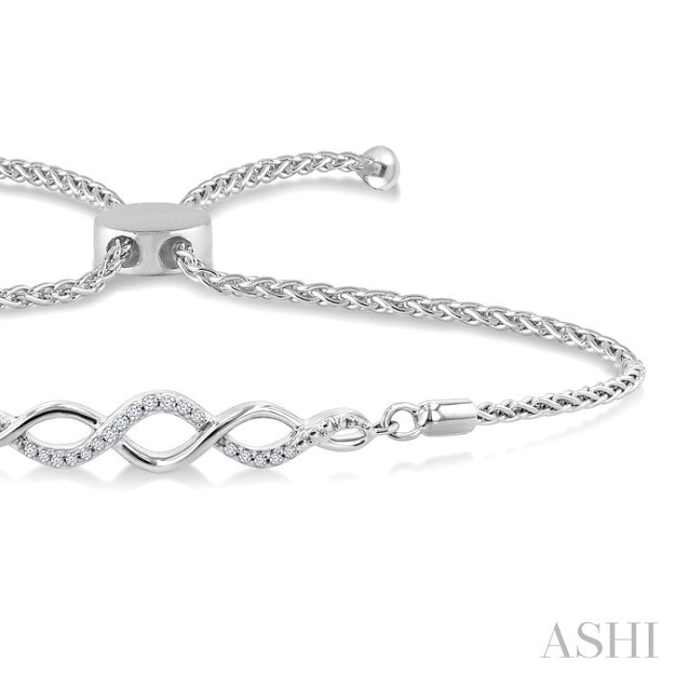 1/20 Ctw Infinity Swirl Round Cut Diamond Sterling Silver Lariat Bracelet