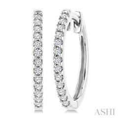1/5 Ctw Round Cut Diamond Hoop Earrings in 10K White Gold