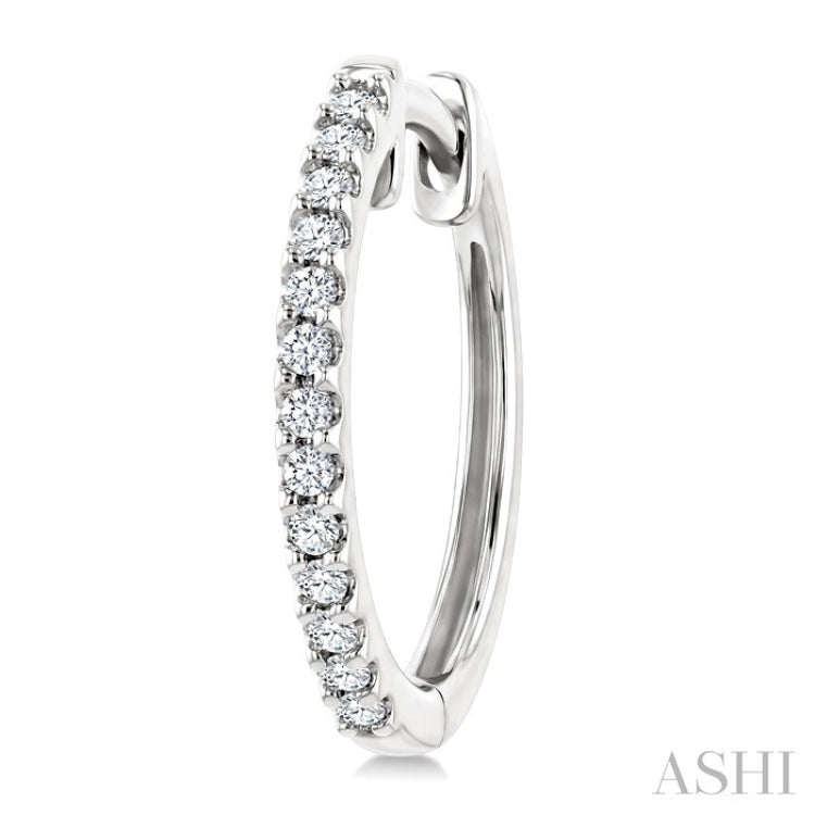1/5 Ctw Round Cut Diamond Hoop Earrings in 10K White Gold