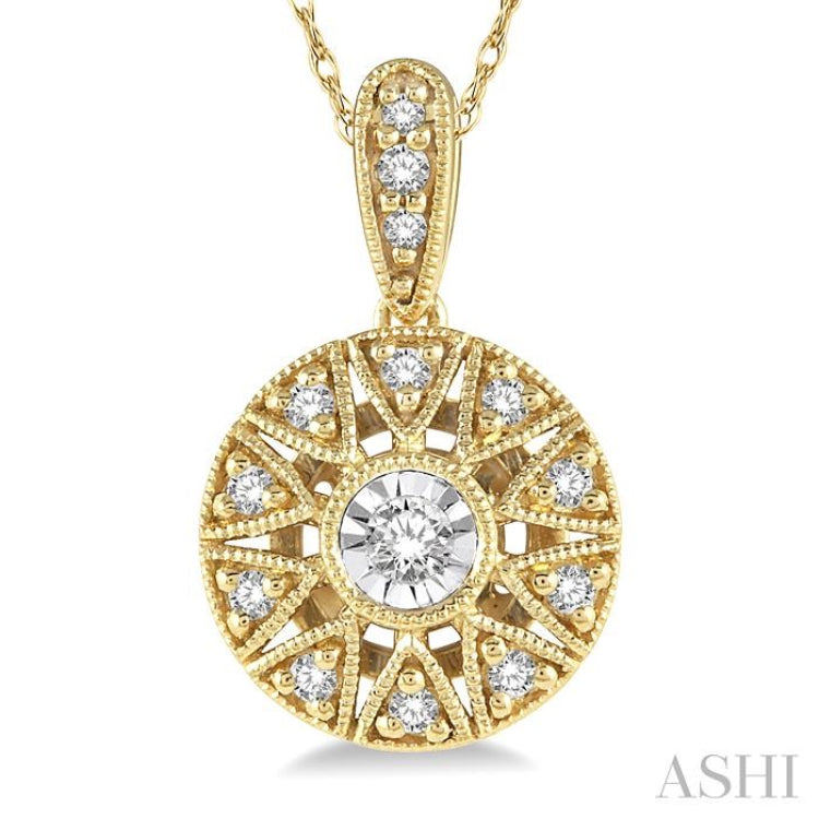 1/8 Ctw Round Cut Diamond Fashion Pendant With Chain in 10K Yellow Gold