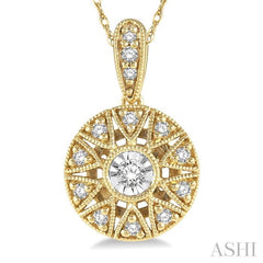 1/8 Ctw Round Cut Diamond Fashion Pendant With Chain in 10K Yellow Gold