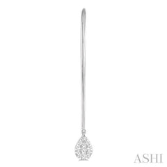 1/3 Ctw Pear Shape Dangler Lovebright Round Cut Diamond Earrings in 14K White Gold
