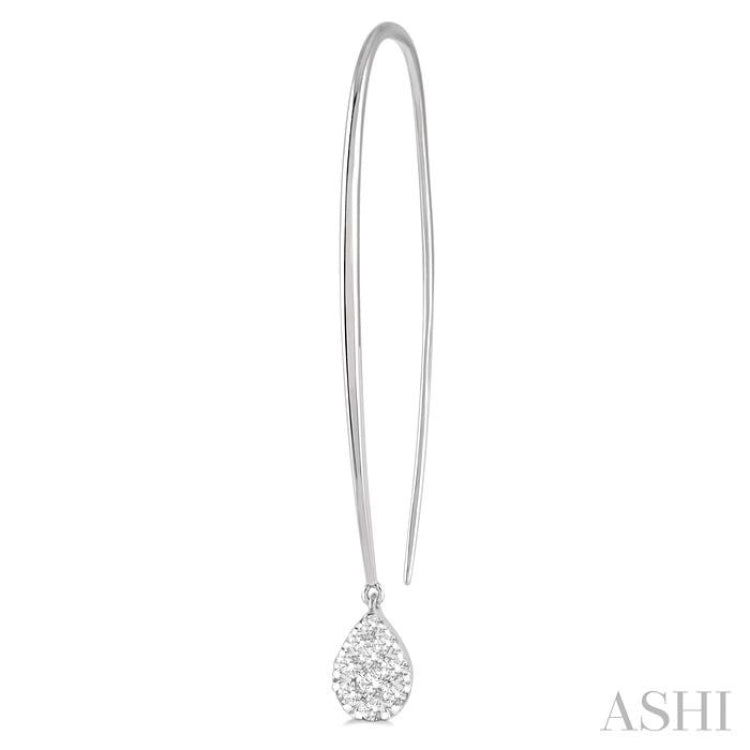 1/3 Ctw Pear Shape Dangler Lovebright Round Cut Diamond Earrings in 14K White Gold