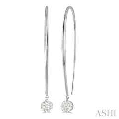 1/3 Ctw Round Dangler Lovebright Diamond Earrings in 14K White Gold