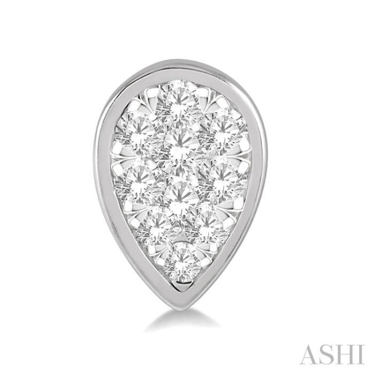 1/2 Ctw Pear Shape Lovebright Round Cut Diamond Bezel Stud Earrings in 14K White Gold
