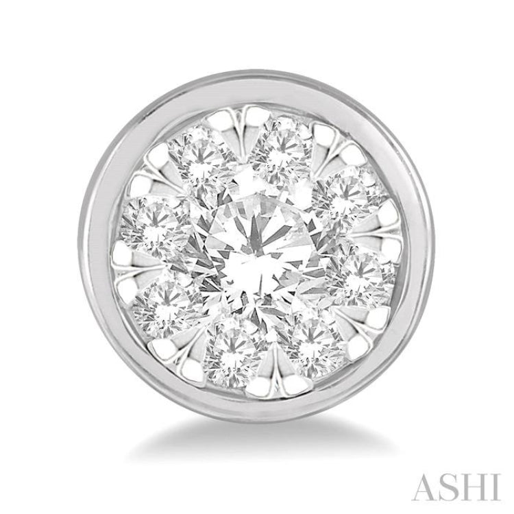 1/2 Ctw Lovebright Round Cut Diamond Bezel Stud Earrings in 14K White Gold