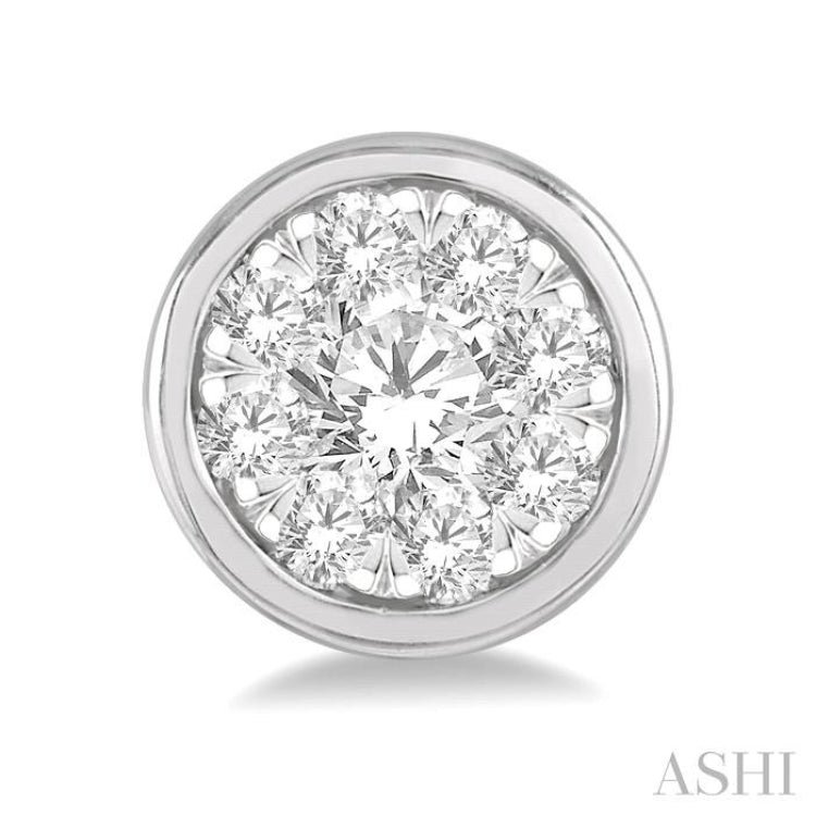 1/3 Ctw Lovebright Round Cut Diamond Bezel Stud Earrings in 14K White Gold