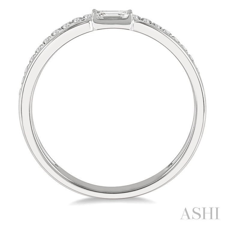 1/5 Ctw Double Row Baguette and Round Diamond Fashion Ring in 14K White Gold