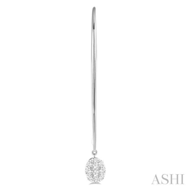 1/3 Ctw Oval Shape Dangler Lovebright Round Cut Diamond Earrings in 14K White Gold