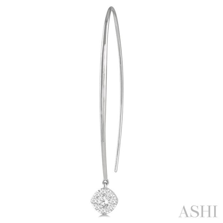 1/2 Ctw Cushion Shape Lovebright Round Cut Diamond Earrings in 14K White Gold