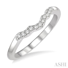 1/10 Ctw Waves Center Round Cut Diamond Wedding Band in 14K White Gold
