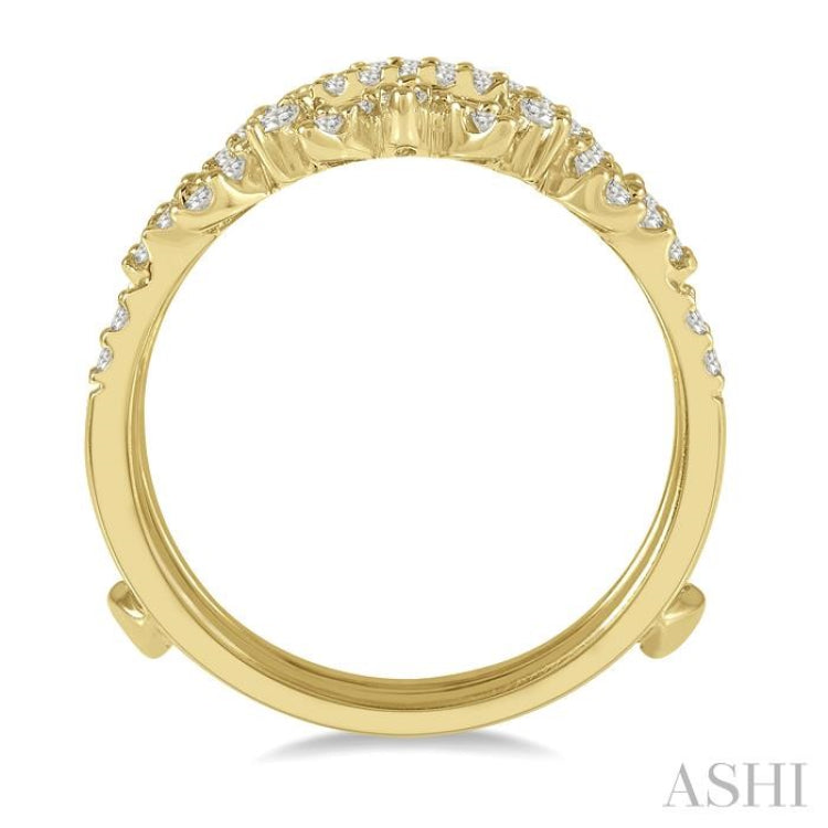 1/2 Ctw Pod Accent Crown Round Cut Diamond Insert Ring in 14K Yellow Gold