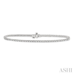 1 Ctw Square Shape Round Cut Diamond Tennis Bracelet in 18K White Gold