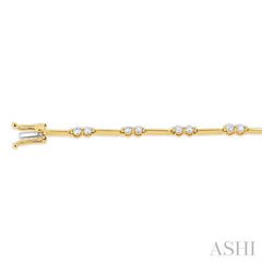 1 1/10 Ctw Bar Link Round Cut Diamond Bracelet in 14K Yellow Gold