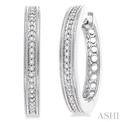 1/4 Ctw Round Cut Diamond Hoop Earrings in Sterling Silver