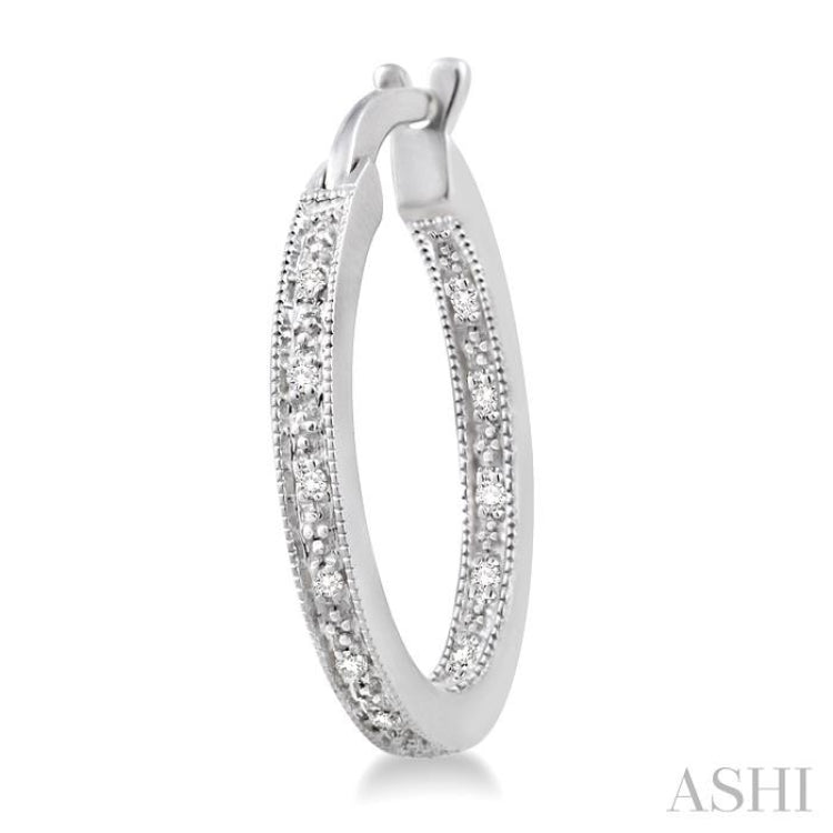 1/10 Ctw Round Cut Diamond Hoop Earrings in Sterling Silver