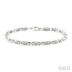 1/6 Ctw 'X' Shape Round Cut Diamond Bracelet in Sterling Silver