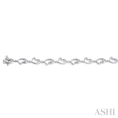 1/20 Ctw Heart Shape Round Cut Diamond Bracelet in Sterling Silver