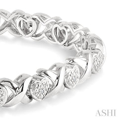 1/10 Ctw 'X' and Heart Shape Round Cut Diamond Bracelet in Sterling Silver