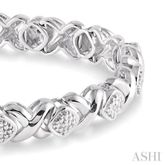 1/10 Ctw 'X' and SQ Round Cut Diamond Bracelet in Sterling Silver