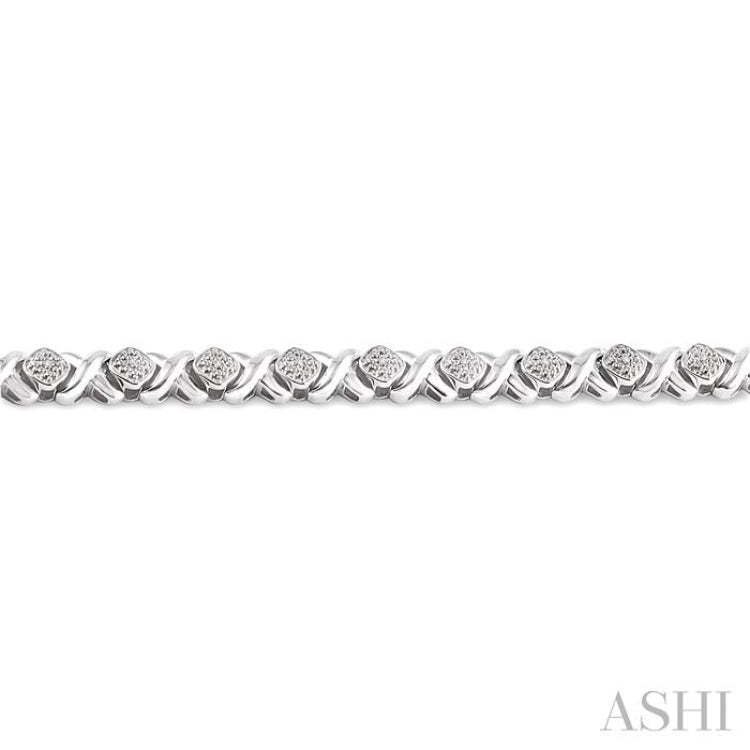 1/10 Ctw 'X' and SQ Round Cut Diamond Bracelet in Sterling Silver