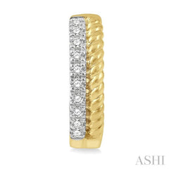 1/10 Ctw Rope Bead & Round Cut Diamond Huggie Petite Earrings in 10K Yellow Gold