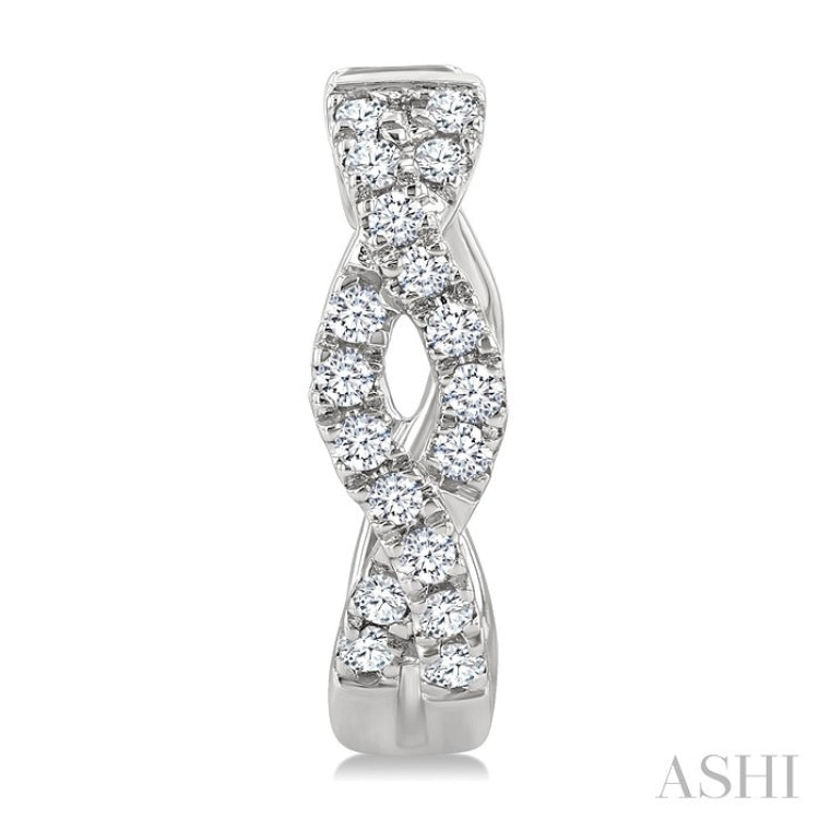 1/6 Ctw Entwined Round Cut Diamond Huggie Petite Earrings in 10K White Gold