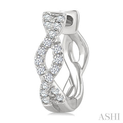 1/6 Ctw Entwined Round Cut Diamond Huggie Petite Earrings in 10K White Gold