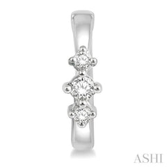 1/6 Ctw Three Stone Round Cut Diamond Huggie Petite Earrings in 10K White Gold