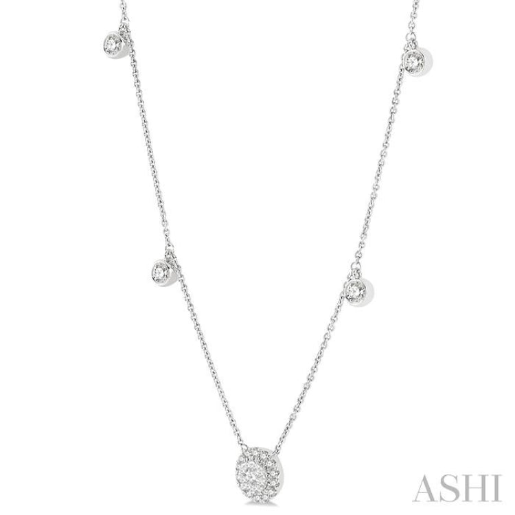 1/3 Ctw Circular Lovebright Round Cut Diamond Necklace in 14K White Gold