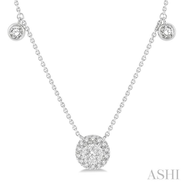 1/3 Ctw Circular Lovebright Round Cut Diamond Necklace in 14K White Gold