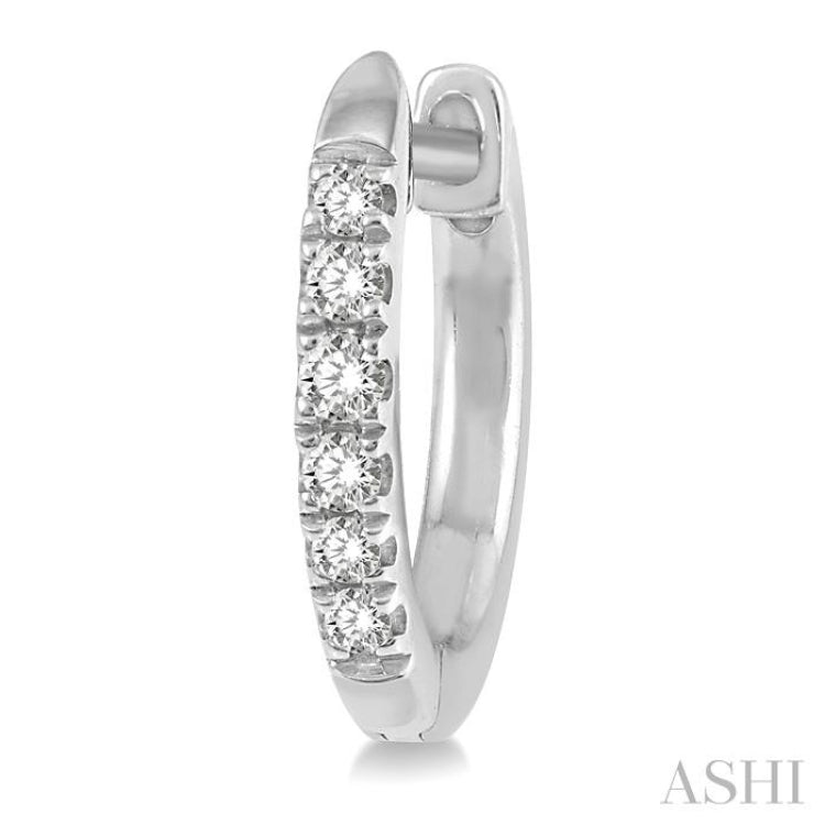 1/8 Ctw Round Cut Diamond Huggie Petite Earrings in 10K White Gold