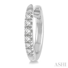 1/8 Ctw Round Cut Diamond Huggie Petite Earrings in 10K White Gold