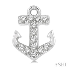 1/10 Ctw Anchor Round Cut Diamond Petite Fashion Earrings in 10K White Gold