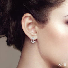 1/10 Ctw Anchor Round Cut Diamond Petite Fashion Earrings in 10K White Gold