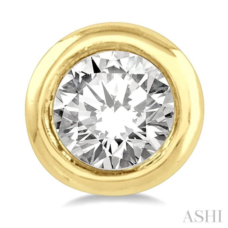 1/10 Ctw Bezel Round Cut Diamond Petite Stud Earrings in 10K Yellow Gold
