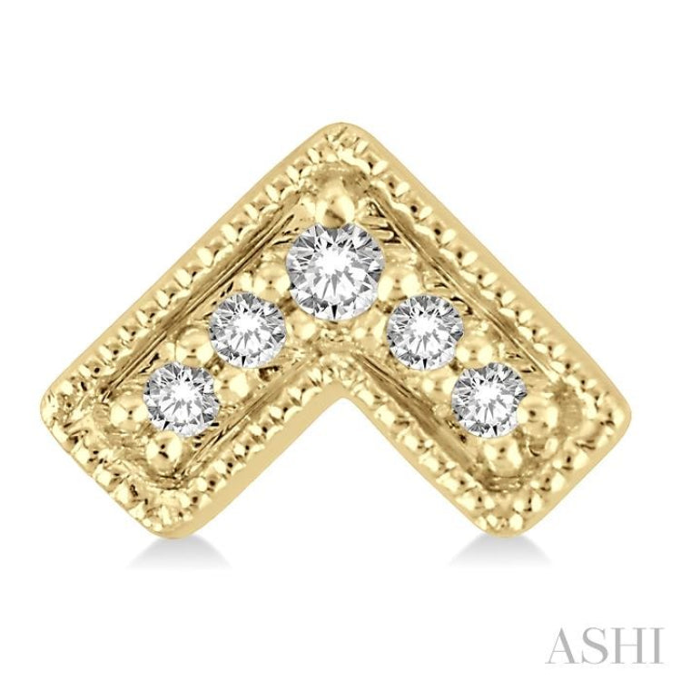 1/20 Ctw Inverted Chevron Round Cut Diamond Petite Fashion Earrings in 10K Yellow Gold