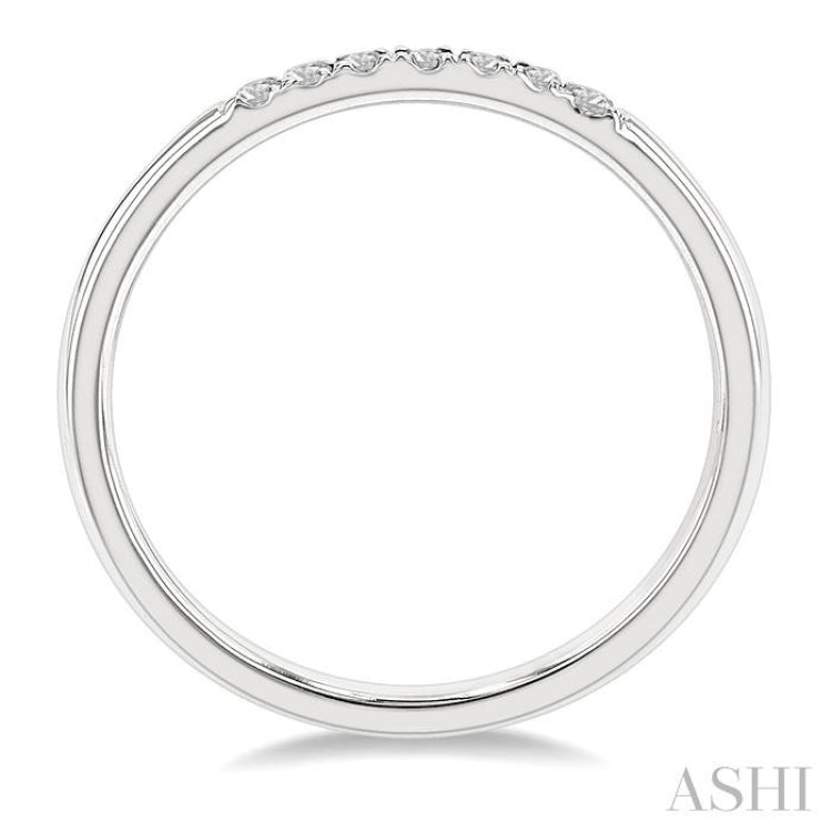 1/10 Ctw Straight Row Center Round Cut Diamond Stackable Fashion Petite Band in 10K White Gold