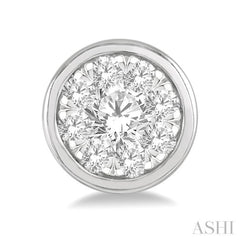 1/3 Ctw Lovebright Round Cut Diamond Bezel Stud Earrings in 14K White Gold