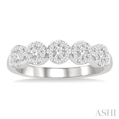 1/2 Ctw 5-Stone Lovebright Round Cut Diamond Band in 14K White Gold