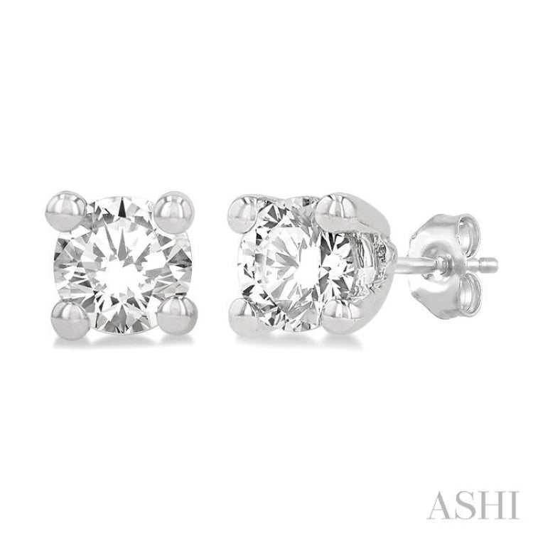 1/10 Ctw Round Cut Diamond Stud Earrings in 14K White Gold