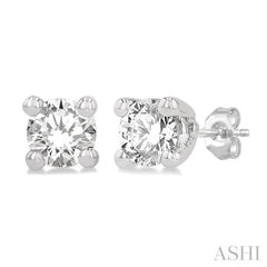 1/10 Ctw Round Cut Diamond Stud Earrings in 14K White Gold