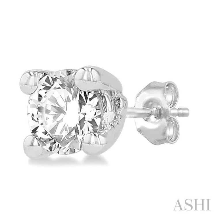1/10 Ctw Round Cut Diamond Stud Earrings in 14K White Gold
