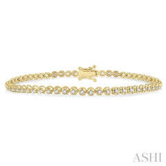 1 Ctw Round Cut Diamond Illusion Tennis Bracelet in 14K Yellow Gold