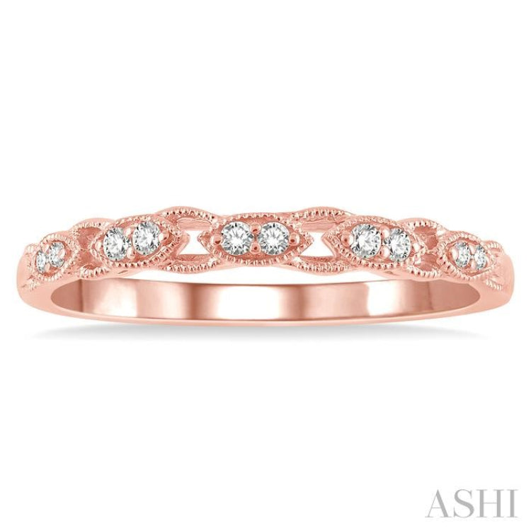 1/10 Ctw Marquise Shape Lattice Round Cut Diamond Wedding Band in 14K Rose Gold