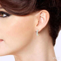 7/8 Ctw Lovebright Round Cut Diamond Half Hoop Earrings in 14K Yellow and White Gold