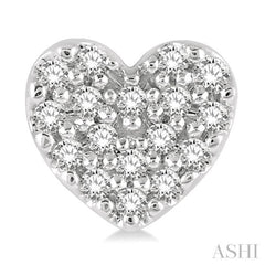 1/10 Ctw Heart Charm Round Cut Diamond Petite Fashion Earrings in 14K White Gold