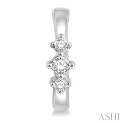 1/6 Ctw Three Stone Round Cut Diamond Huggie Petite Earrings in 14K White Gold